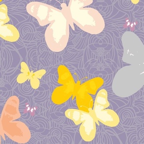 Butterfly Dreams - Lavender, Yellow, Salmon Pink LARGE SCALE