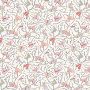 Whimsical Flutter: Pastel Moths on Soft Beige Background (Medium)