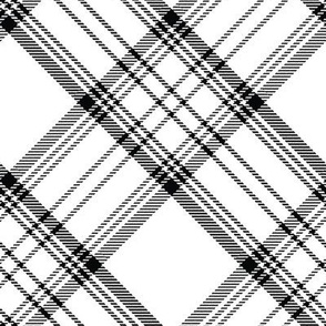 (Medium) Black and White Diagonal Tartan / Monochromatic  Plaid / see more in collections 