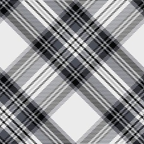 (Medium) Black and White Diagonal Tartan / Monochromatic  Plaid / see more in collections 