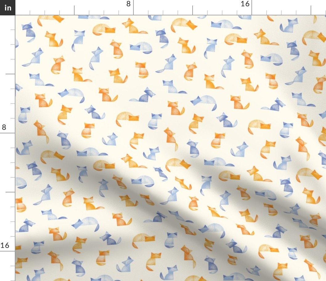 [XS] Stamped Cats - Cream: Fun contemporary childhood-inspired minimal animal print for Baby, Kids, Boys, Nursery