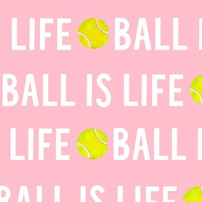 Ball is life white tennis on pink large