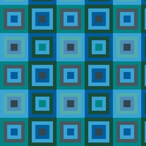 Modern varied squares in Pantone blue and green complimentary colors