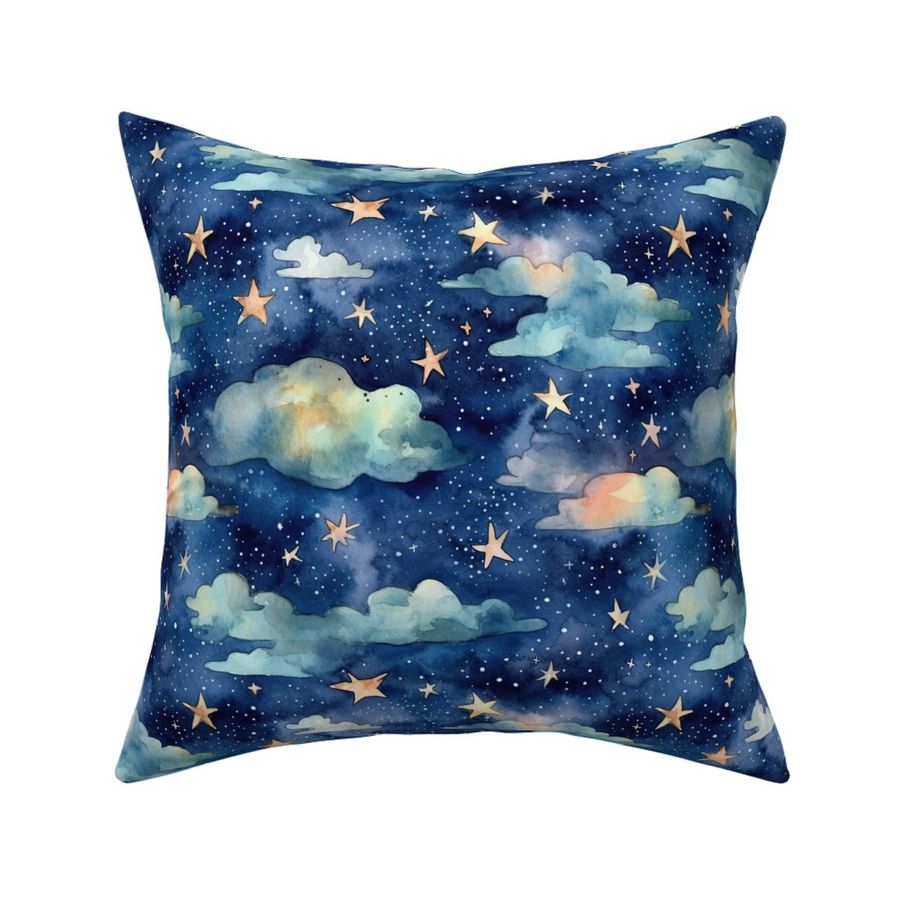 Dreamy Storybook-Inspired Watercolor Night Sky