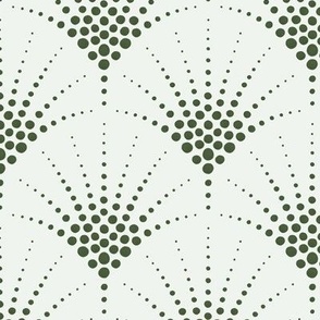 Art Deco Scallops - Light Blue and Green - Large Scale