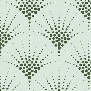 Art Deco Scallops - Pastel turquoise and Green - Large Scale