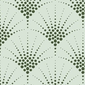Art Deco Scallops - Pastel Turquoise and Green - Large Scale
