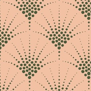 Art Deco Scallops - Pink and Green - Large Scale