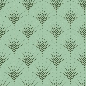 Art Deco Scallops - Teal and Green - Small Scale