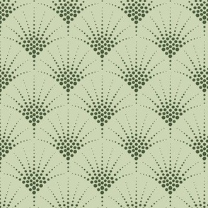 Art Deco Scallops - Pastel Green - Small Scale