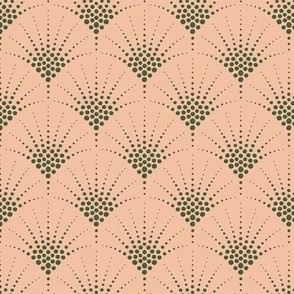 Art Deco Scallops - Pink and Green - Small Scale