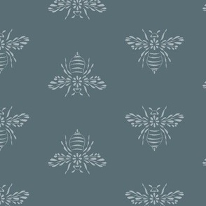 Bees | French Gray on Marble Blue | Doodle Bugs