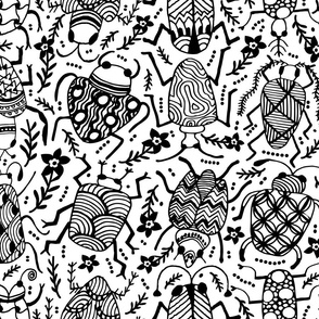 Black and White Doodle Bugs - Large scale