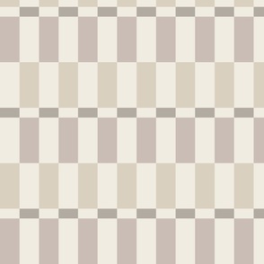 Check Stripe | Bone Beige | Cloudy Silver, Creamy White, Silver Rust | Geometric