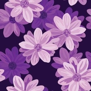 Purple flowers botany lavender pattern purple floral fabric