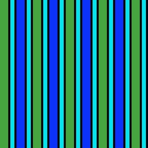Maine Coast 1 Inch Lawn Chair Stripe No. 2 Olive Green, Blue and Cyan