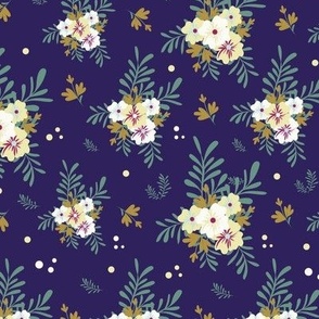 New Floral collection, Navy color with Ivory flowers //SPN13