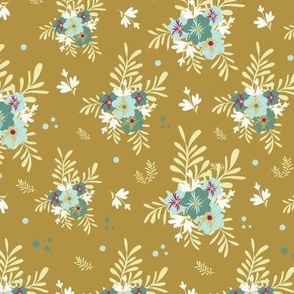 New floral collection, Dark yellow with green flowers //SPN10