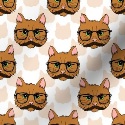 Ginger the Cat in Glasses and a Stache (small scale)  