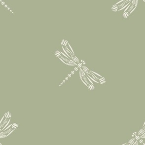 Dragonflies | Creamy White, Light Sage Green | Doodle Bugs