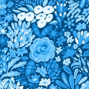 gorgeous monotone blue floral wallpaper scale