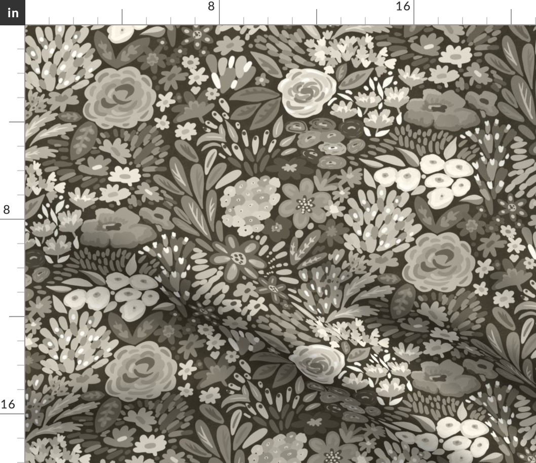 gorgeous monotone gray floral normal scale