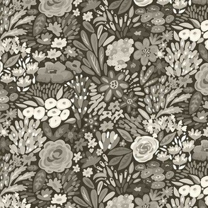 gorgeous monotone gray floral small scale
