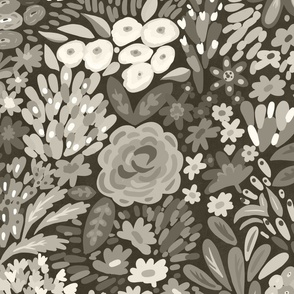 gorgeous monotone gray floral wallpaper scale