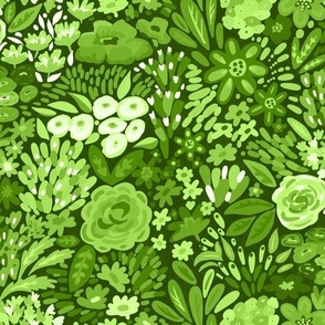 gorgeous monotone lime green floral  normal scale