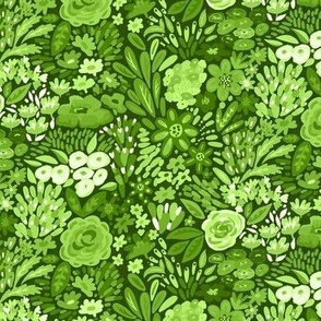 gorgeous monotone lime green floral  small scale