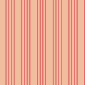 Quadruple Pink Ombre Stripe on Peach - Large Scale