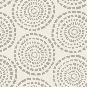 Mosaic Circles | Cloudy Silver, Creamy White | Handdrawn Geometric