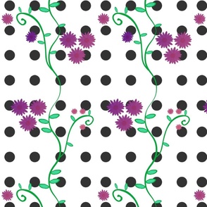 floral vine - black dot 2