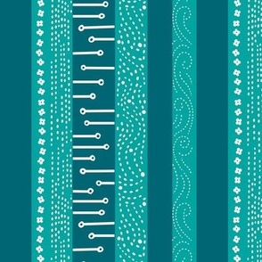 Teal funky stripe small scale