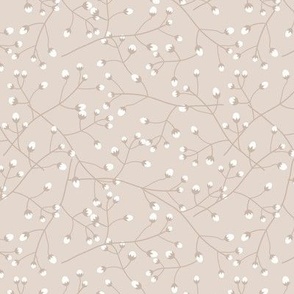 Baby's Breath Toss: Pale Brown & White, Neutral Small Floral Print