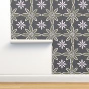 Flowers with fill - dark grey and olive green - large scale
