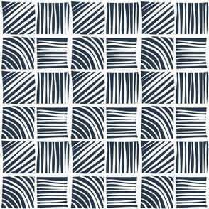 Bigger Scale Crosshatch Geometric in Navy Blue