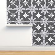 Flowers with fill - dark grey with lavender grey - large scale