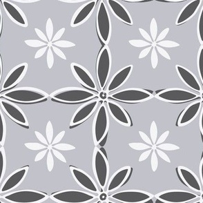 Flowers with fill - lavender grey - large scale