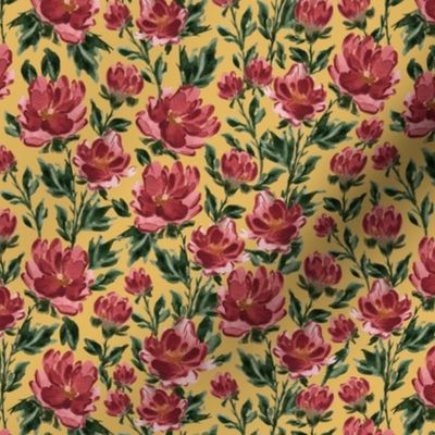 Small - Rouge Florals - Mustard Yellow