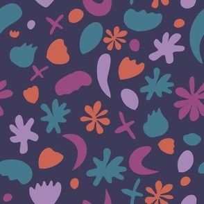 Fun Colorful Abstract Shapes - Dark Purple