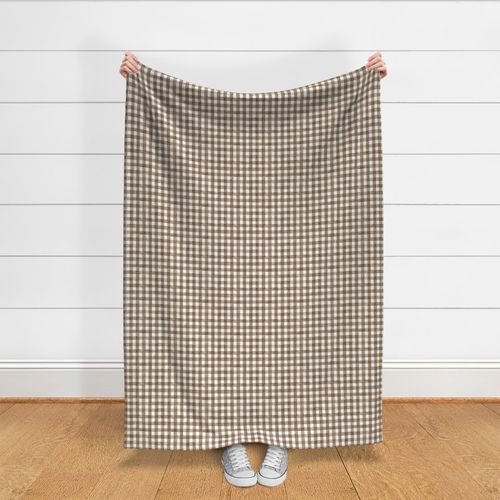 Walnut Brown Watercolor Gingham - Small Scale - Sepia Checkers Buffalo Plaid