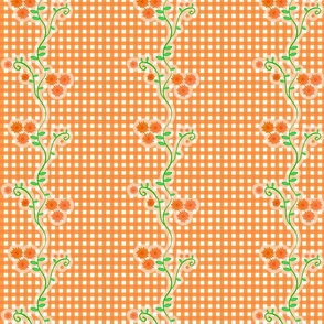 gingham check floral-white orange 