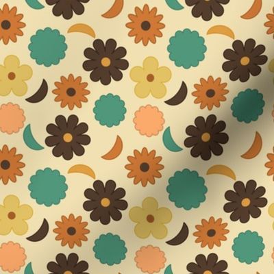 Groovy Summer Flowers on Cream // 4x4