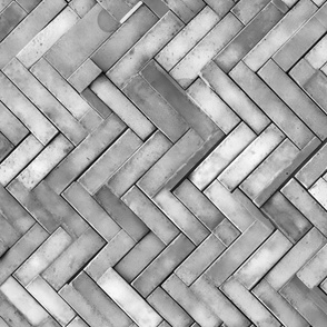 Herringbone  Haven - Gray/White Wallpaper - New 