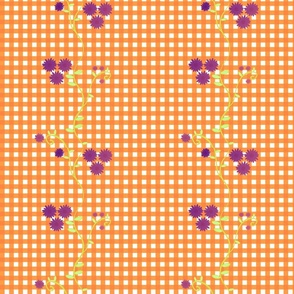 gingham check floral-purple orange 