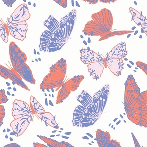 Dreamy Butterflies in read, white, and blue