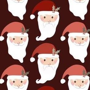 Medium Print - Christmas Time - Santa - Maroon