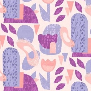 Modern Flower Collage | LG Scale | Purple, Pink