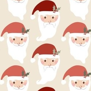 Medium Print - Christmas Time - Santa - Beige